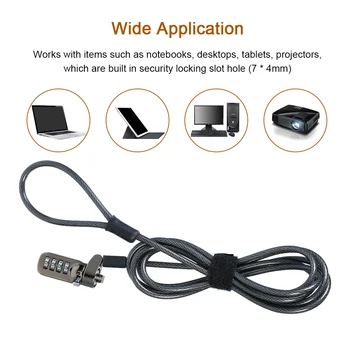 

Notebook Lock Laptop Tablet Combination Lock Security Cable 4 Digital Password Lock 6.2 Feet Anti Theft for PC Laptop Projector