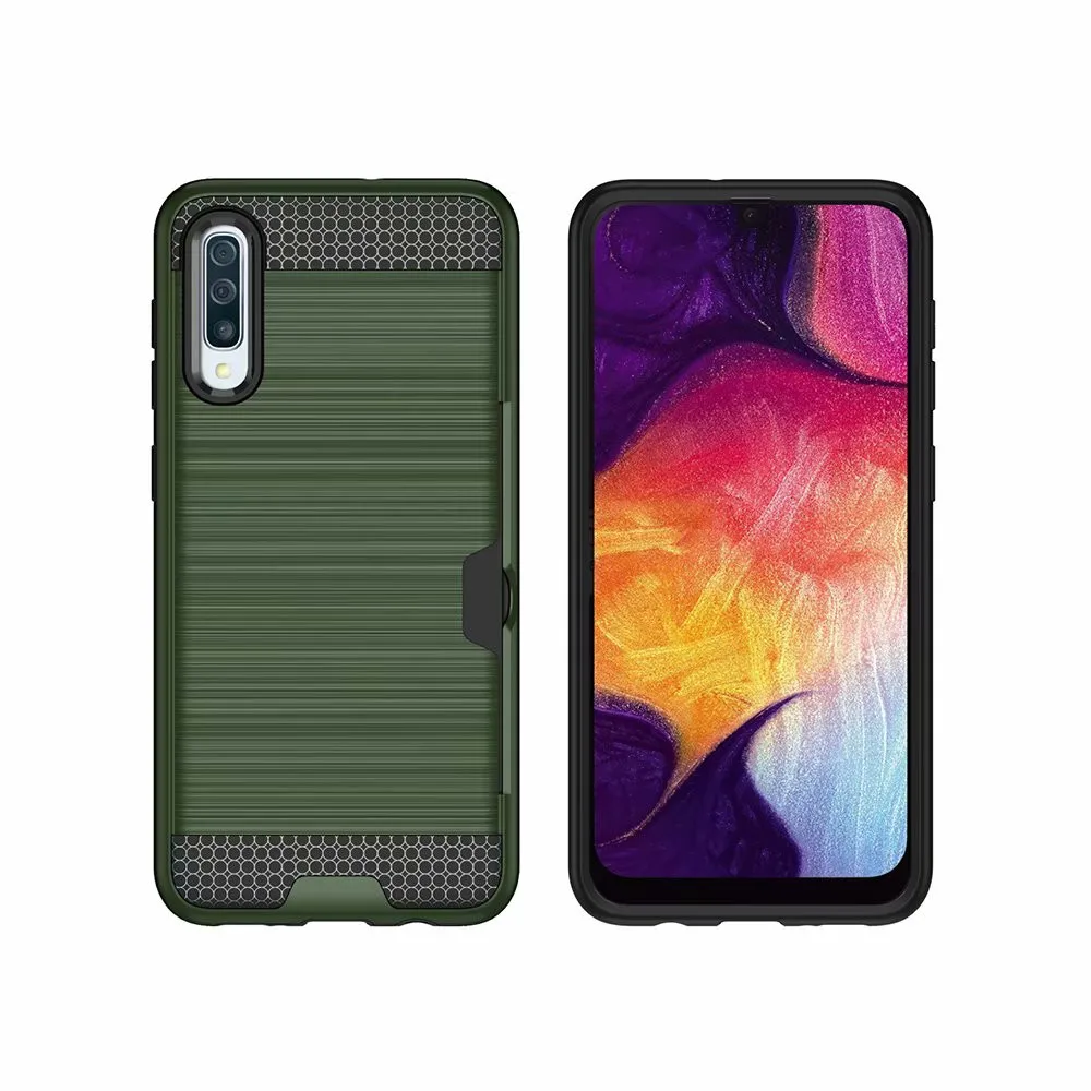 Для samsung Galaxy S10E S8 S9 S10 Plus S6 S7 Edge Гибридный держатель для карт задняя крышка чехол для Note 8 9 10 Pro кошелек мобильный корпус - Цвет: Army Green