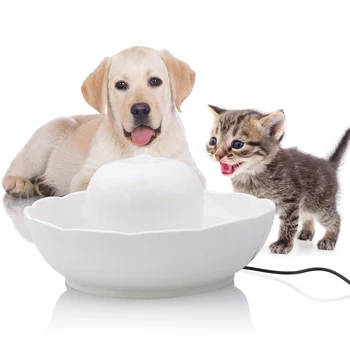 

New Automatic Pet Water Fountain Auto Power-off Dog Water Dispenser Bowl Replaceable Filter Ceramic Dog Water Fountain for Cats