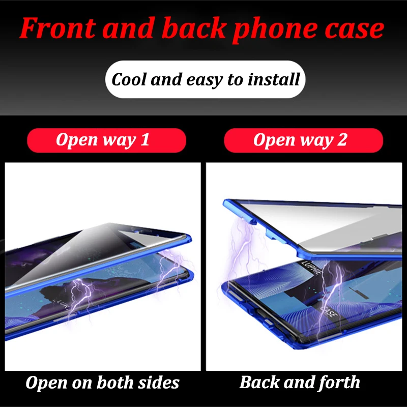 Magnetic Metal Double Glass Case For Huawei P30 Lite Cases Huawei P40 Pro P20 Mate 20 30 Nova 5T 3i 7 SE Y9 Prime 2019 Covers