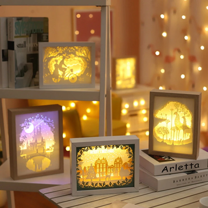 

Creative paper lamp bedside bedroom LED night light new strange 3d light shadow paper carving lamp home gift home decor