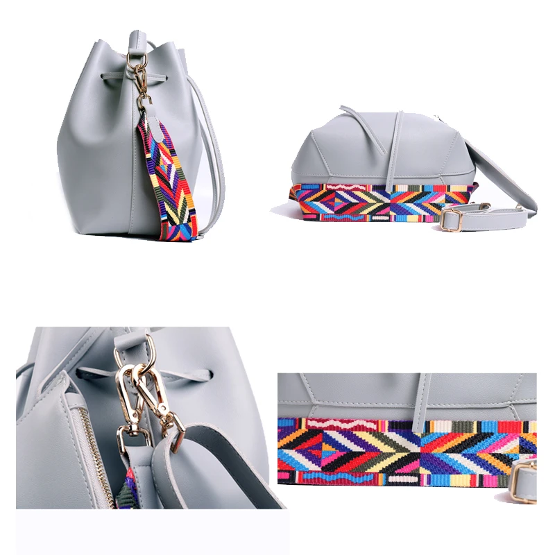  DAUNAVIA Women bag with Colorful Strap Bucket Bag Women PU Leather Shoulder Bags Brand Designer Lad - 32766604959