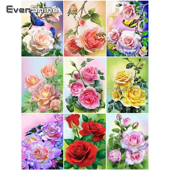 

EverShine Painting By Numbers Flowers Hand Painted Picture Of Numbers Canvas Wall Set Wall Art Home Decor
