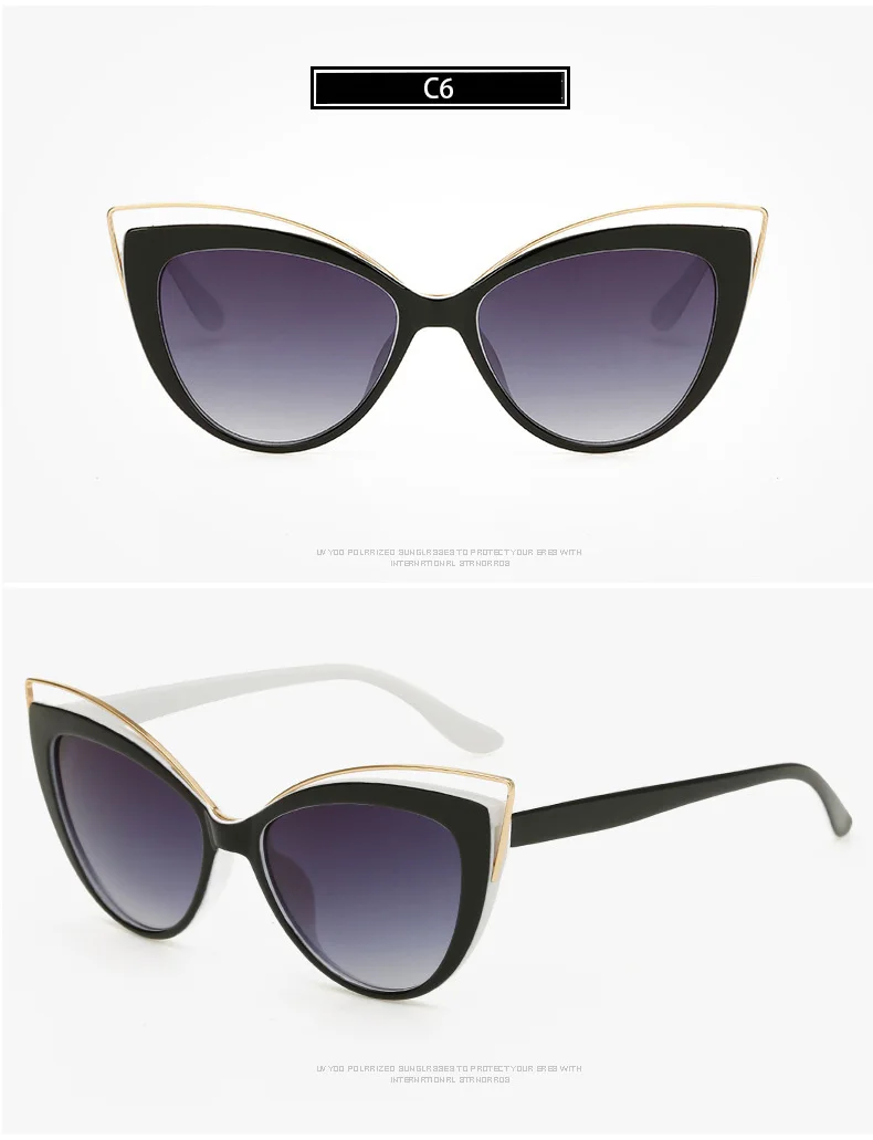 RBENN кошачий глаз солнцезащитные очки Женские винтажные градиентные солнцезащитные очки для женщин Роскошные брендовые дизайнерские ретро Lunette De Soleil Femme