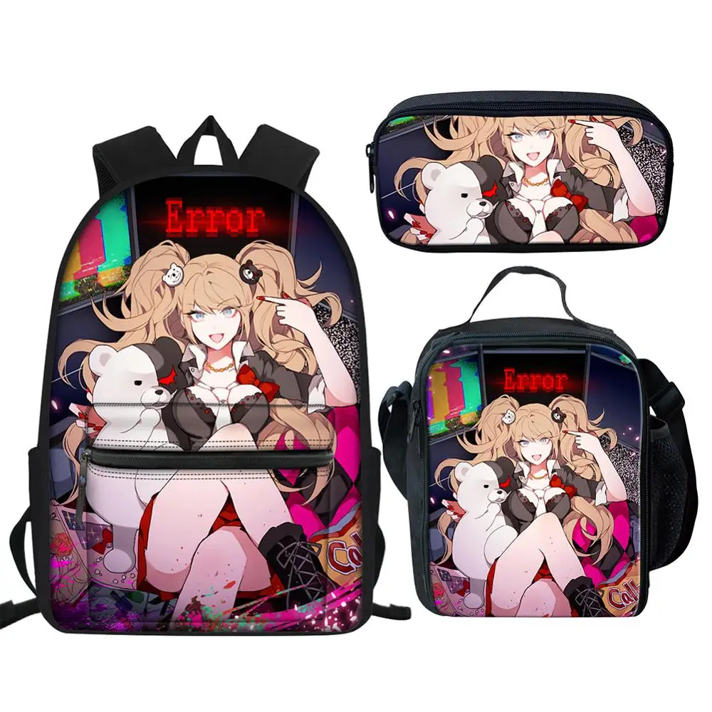 CDGX2475GKZ58 Крутая школьная сумка Danganronpa набор/3 шт для подростка мальчика холст путешествия ноутбук рюкзак для мужчин Monokuma сумка для книг рюкзак капельница - Цвет: CDGX2475GKZ58