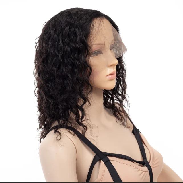 Full Lace Human Hair Wigs For Women Short Human Hair Natural Color Loose Wave Brazilian Remy Human Hair Wigs 150% Density - Цвет: # 1B