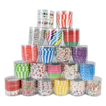 

100pcs Assorted Pattern Cupcake Paper Liners Muffin Cases Cake Forms Baking Tray Kitchen Accessories Pastry Mold Decor Tools