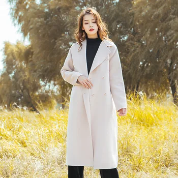 

Johnature Autumn Winter Double-breasted Woolen Coat 2020 New Casual Loose Turn-down Collar Long Women Wool Coat Outerwear