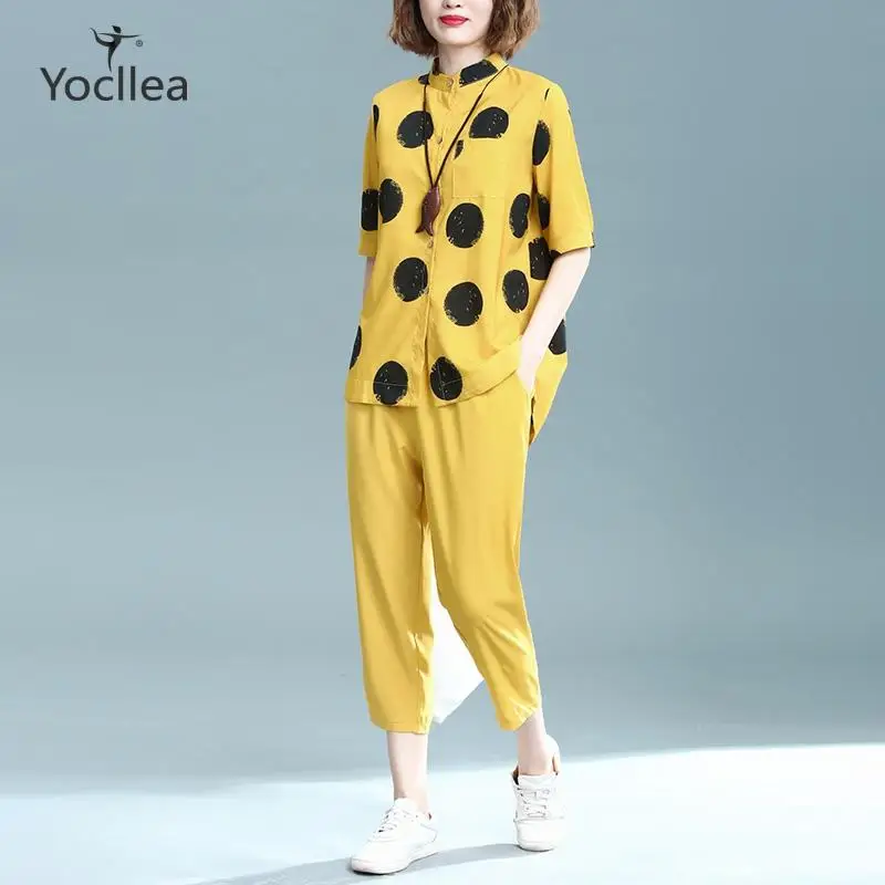 Комплект из двух предметов женский хлопка и льна повседневный брючный костюм до