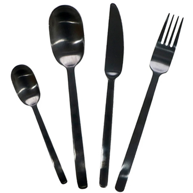 Botique-4Pcs/набор столовых приборов матовая Нержавеющая сталь набор посуды Ножи вилка, ложка набор посуды - Цвет: Black