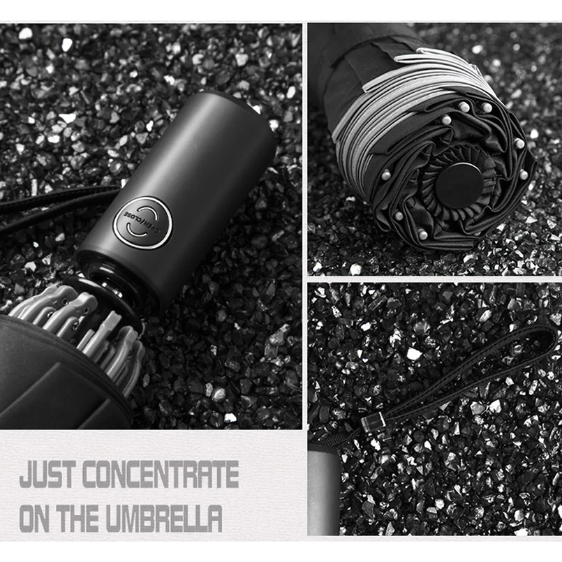 Automatic Umbrella Reverse Folding Business Umbrella Reflective Strips Windproof