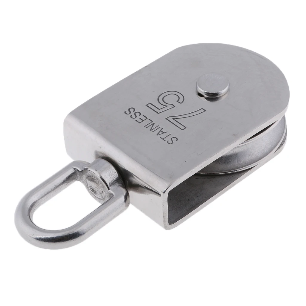 75mm 304 Stainless Steel Single Wheel Swivel Lifting Rope Pulley Block