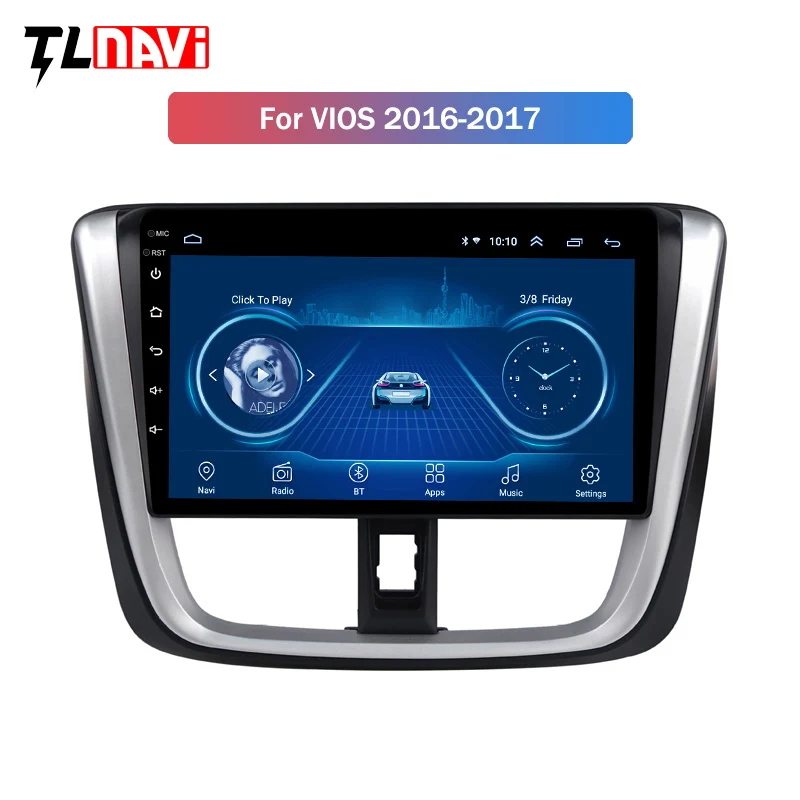 

Car Radio GPS Multimedia Player Head Unit 10.1 Android 8.1 For 2014 2015 2016 2017 TOYOTA VIOS Yaris support DVR