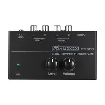

Pp500 Ultra-Compact Phono Preamp Preamplifier with Level & Volume Controls Rca Input & Output 1/4 Inch Trs Output Interfaces,Eu