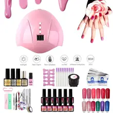 Клей для наращивания ногтей 12 цветов лак для ногтей Набор для ногтей машина для ногтевой фототерапии Лампа гель лак для ногтей Стартовый Набор Маникюрный Инструмент