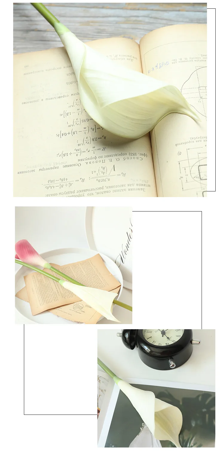 JAROWN PU 인공 꽃 칼라 릴리 무리 가짜 꽃 웨딩 부케 DIY 테이블 홈 웨딩 장식 녹색 식물 Tuin Decoratie (20)