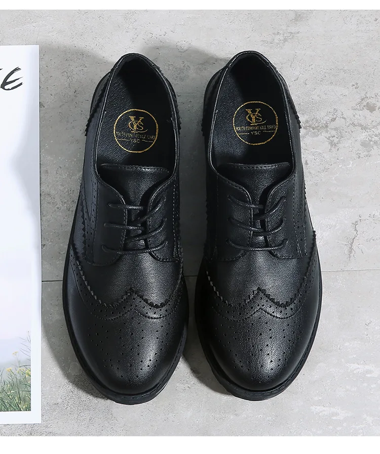 

Chunky-Heel Shoes Women's Lace-up Small Leather Shoes Women's Vintage Harajuku Versatile Students England College Style WOMEN'S