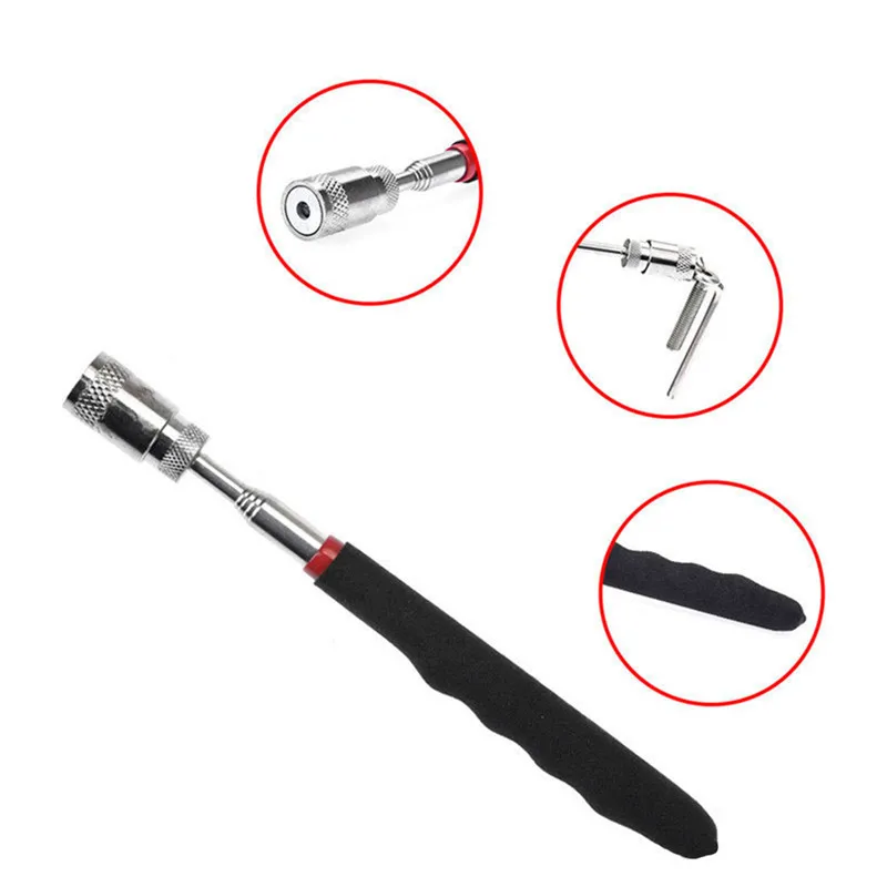 1pc Universal Magnet Pick Up Tool Strong magnetic pickup Suction Telescopic Extension Rod with Lights Magnetic metal Screw Parts