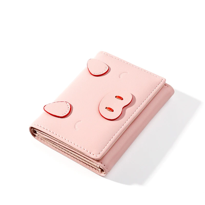 

2019 short wallet Korean version of the pig tri-fold wallet Contrast fashion ladies wallet