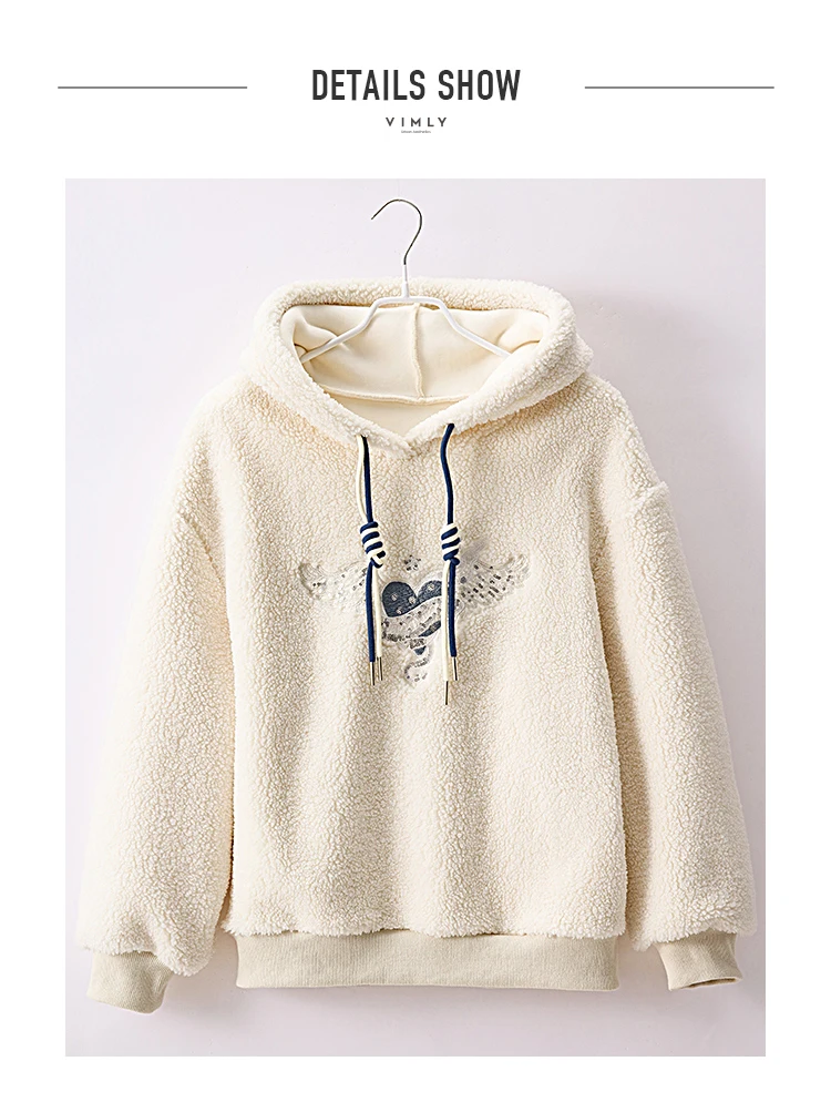 VINLY 2021 Winter Thick Hooded Sweatshirt for Women Hoodie Velvet Korean Fashion kawaii Loose Warm Overcoat Female Top F9913 cool sweatshirts