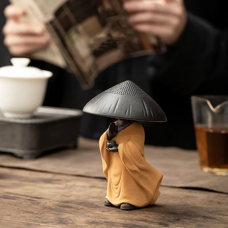 Ceramic Creative Little Monk Tea Strainer Tea Leaking Strainer Household Kung Fu Set Accessories Ceremony Decoration tea infuser tea strainer tea filter