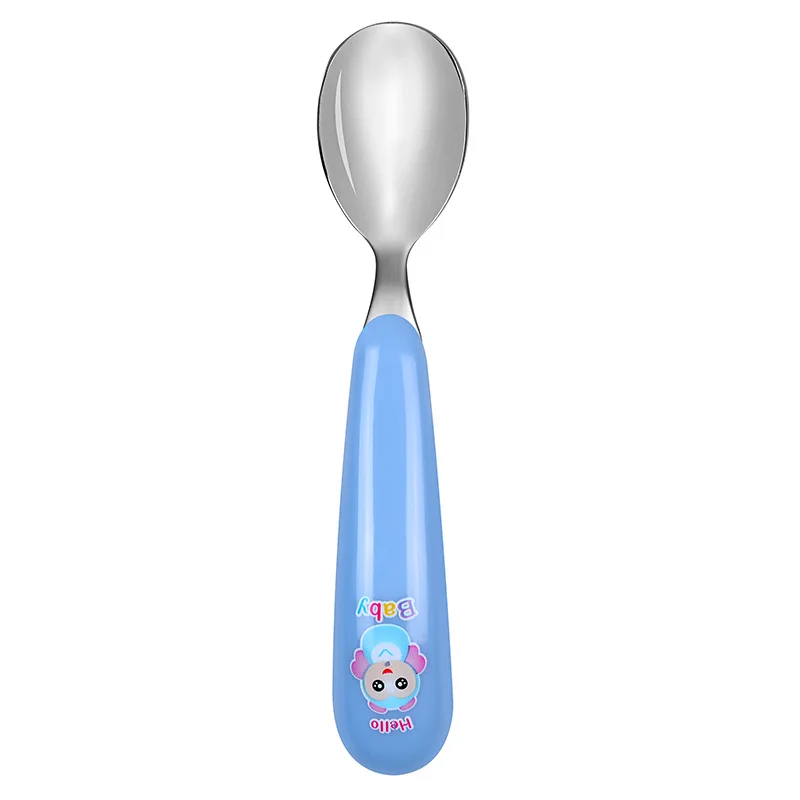 New Lovely Bear Print Baby Flatware Spoon Children Stainless Steel Fork Spoon Set Baby Eating Soup Spoon Tableware Spoon Fork