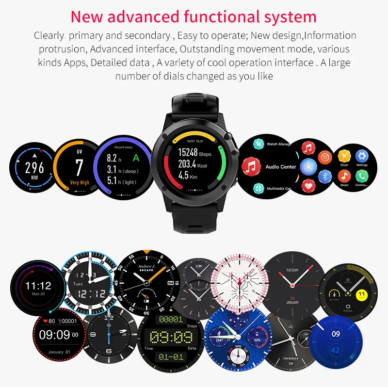  Smartwatch 1.39inch OLED GPS MT6572 quad core processor Men Smart Watches IP68 Waterproof Bluetooth