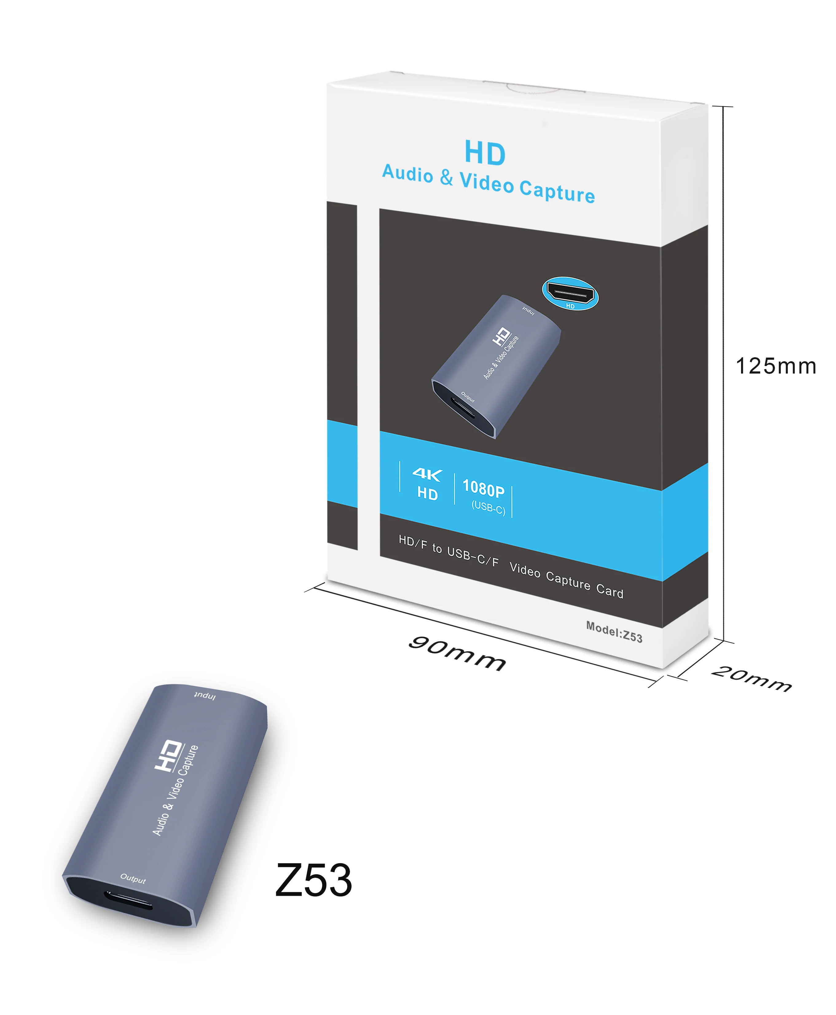 4K Video Capture Card for HDMI-compatible female to USB C TYPE C female adapter 1080P Live Video Streaming Game Recorder adape