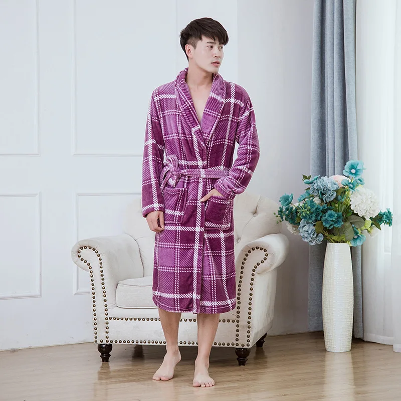 Female Casual Home Clothing Soft Winter Warm Thick Flannel Robe Nightwear Coral Fleece Kimono Bathrobe Gown Flower Sleepwear - Цвет: A14