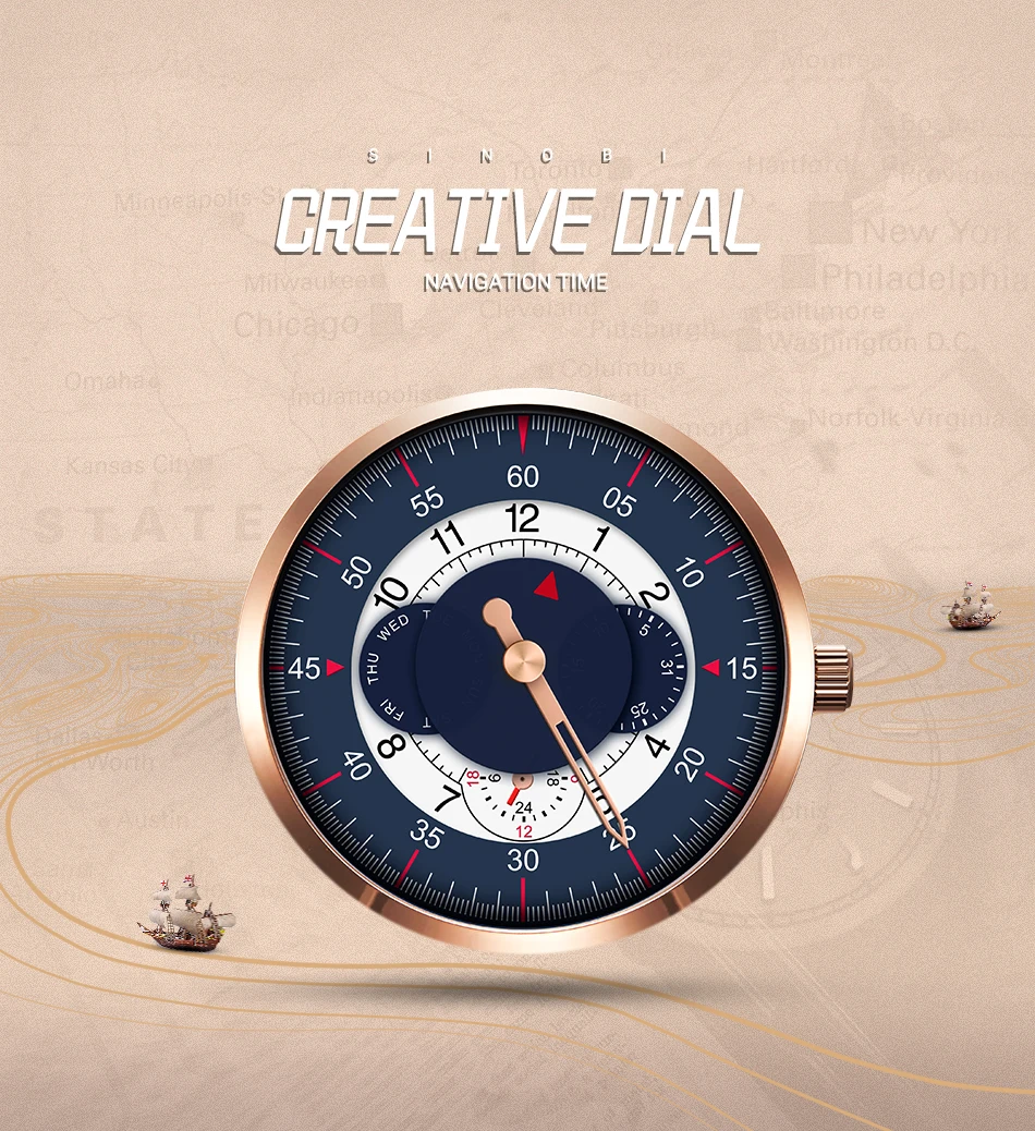 SINOBI лучший бренд Роскошные военные кожаные кварцевые наручные часы мужские шестерни Креативные Часы повседневные спортивные часы коробка подарки Дата Неделя часы