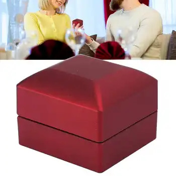 

Ring Box Square Ring Jewelry Earring Coin Box with LED Light for Wedding Engagement portable jewelry box