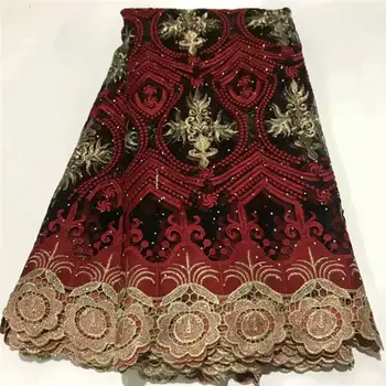 

2020 New Design nigerian lace fabrics for wedding guipure lace high quality embroidered african fabric lace with stones