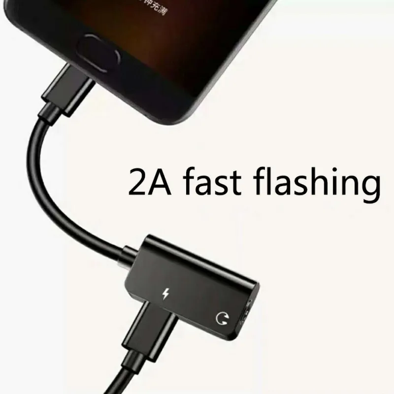 

Practical Beautiful TYPE-C 2-in-1 Audio Adapter Multi-function Durable Audio Converter Mobile Phone Adapters & Converters