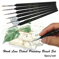 SeamiArt 6Pcs Fine Hook Line Pen Different Size 000 00 0 1 2 3 Paint Brush Artist Gouche Watercolor Acrylic Painting Supplies 1