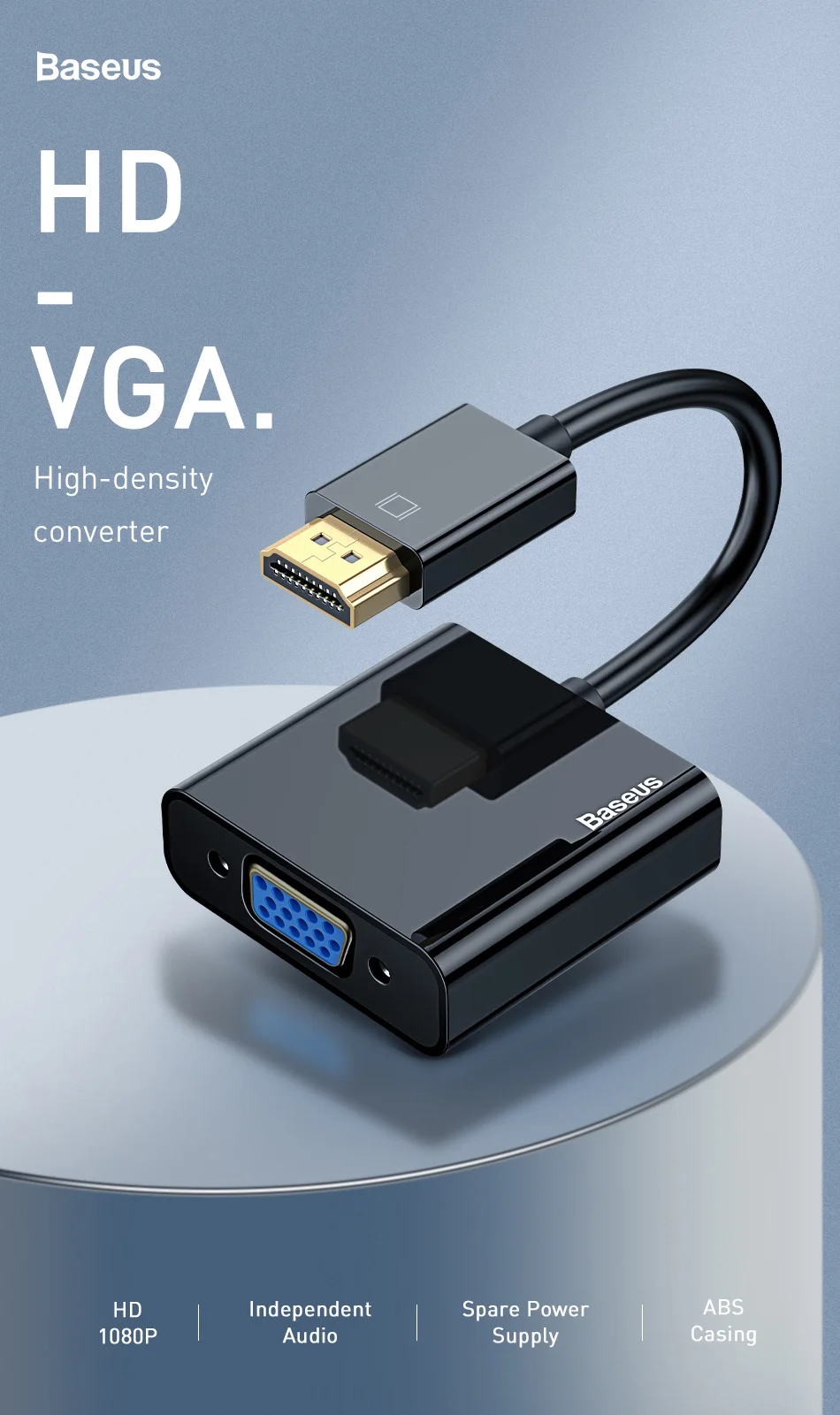 Baseus HDMI к VGA Кабель-адаптер 3,5 мм разъем аудио конвертер адаптер для MacBook Pro PS4 Chromebook tv Box проектор HDMI кабель