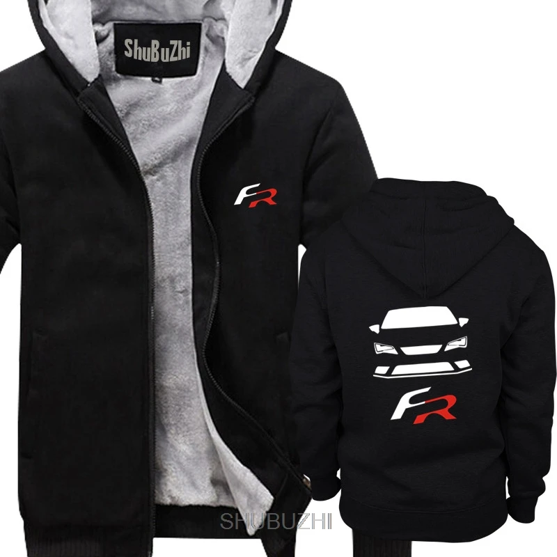 thick black Повседневная Новая зимняя мужская куртка Camiseta Blanca Seat Leon Fr cupra Tees, мужская повседневная Зимняя Толстая толстовка на молнии sbz8343 - Цвет: thick black