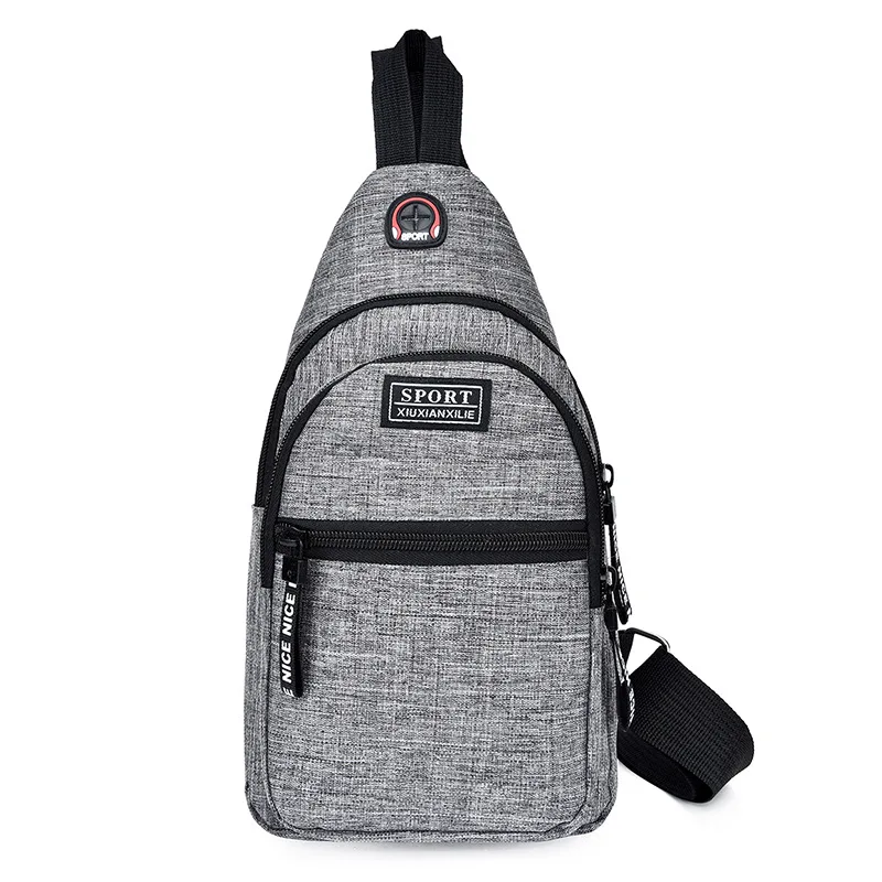 

New Style Men And Women Chest Shoulder Bag Outdoor Casual Outing Popular Brand Satchel Headphone Jack Chest Pocket Series