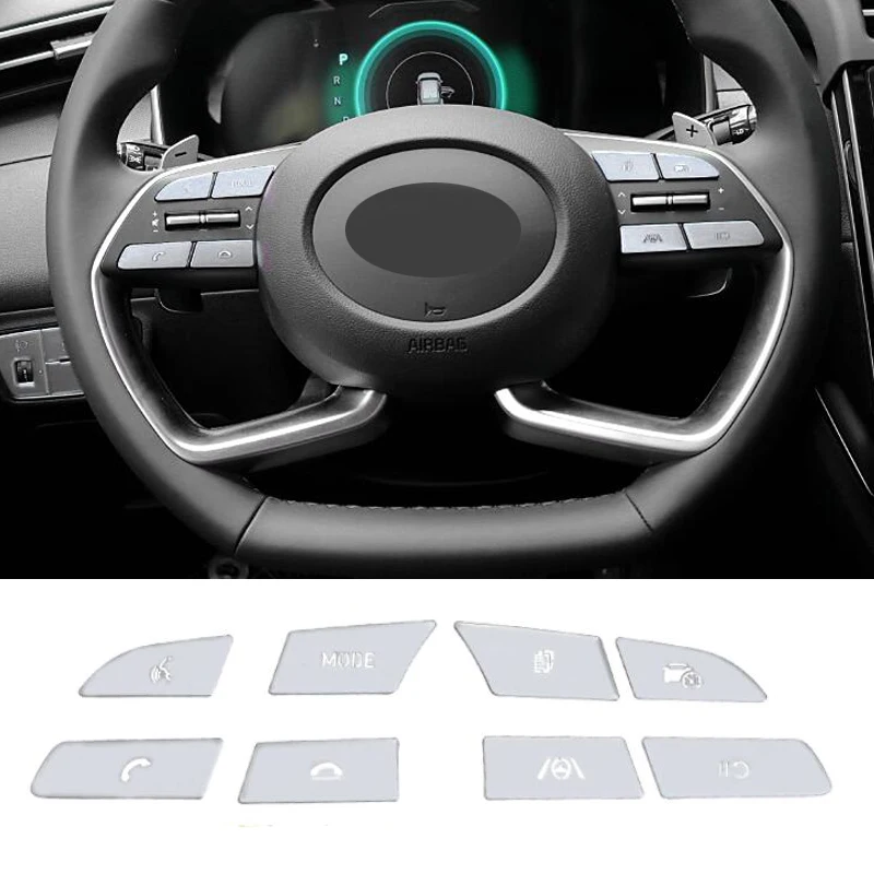 For Hyundai Tucson NX4 2021 2022 Car Aluminum Alloy Steering Wheel Buttons Stickers Interior Decoration Accessories Cover