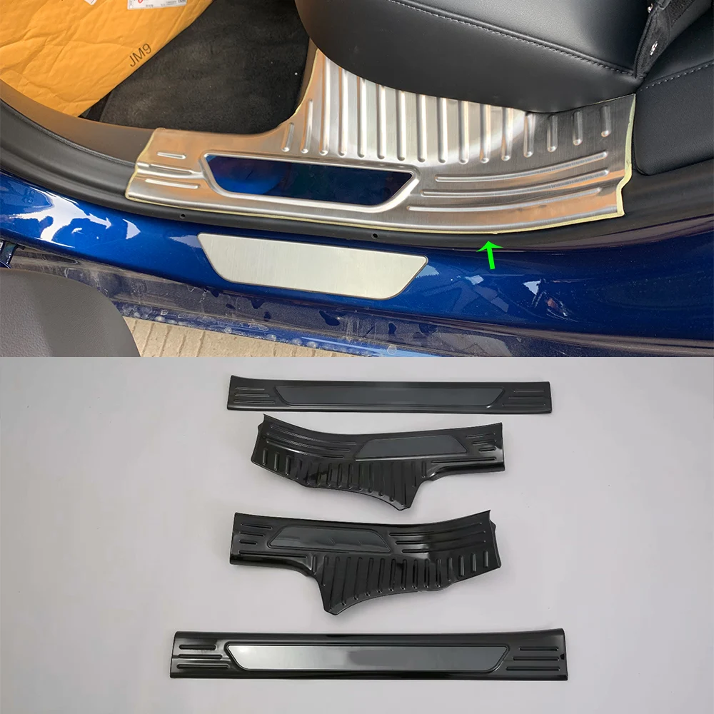 

Accessories Interior Car Inner Door Sill Scuff Plate Threshold Plate Sticker Panel Cover Trim For Tesla Model 3 2019 Car Styling