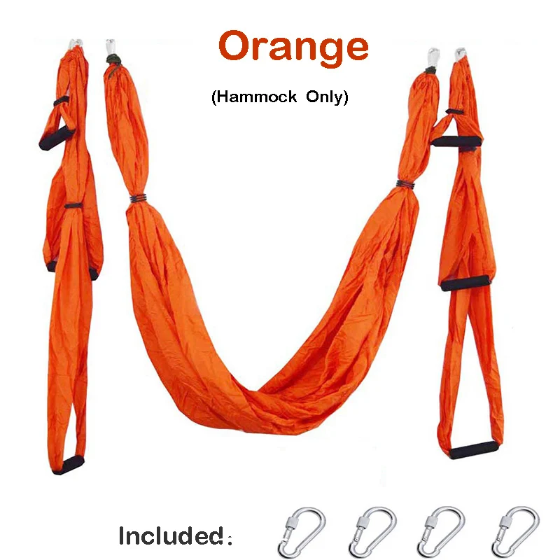 ITSTYLE парашютный тканевый гамак для фитнеса, йоги, инверсии, терапия, Антигравитационные воздушные ремни, гамак с 6 ручными захватами - Цвет: Оранжевый