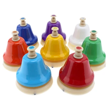 

IRIN 8Pcs/Set 8 Note Diatonic Metal Hand Bells Set Percussion Instrument for Kid Children Musical Instrument Toy