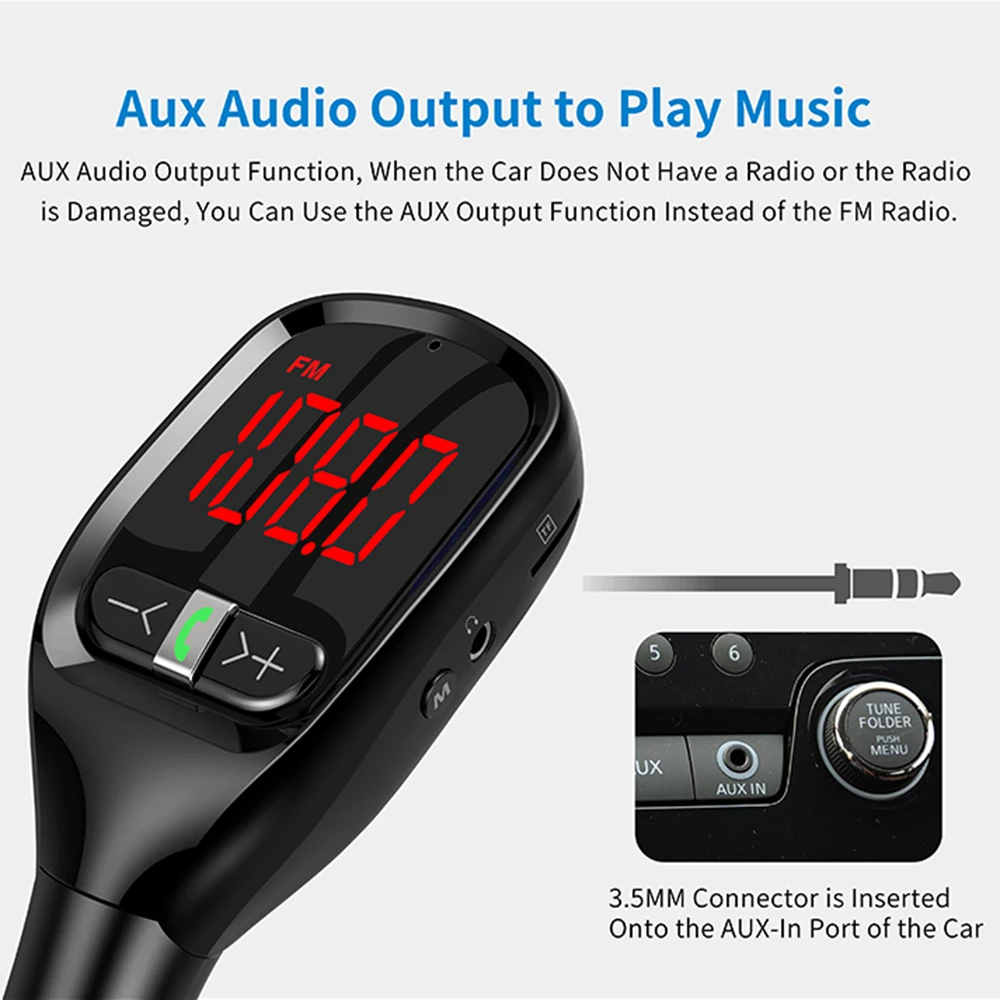 Aux передатчик автомобильный большой экран цифровой дисплей Автомобиль Bluetooth MP3 плеер Мобильный Телефон Handfree вызов с FM Launcher G11S 5