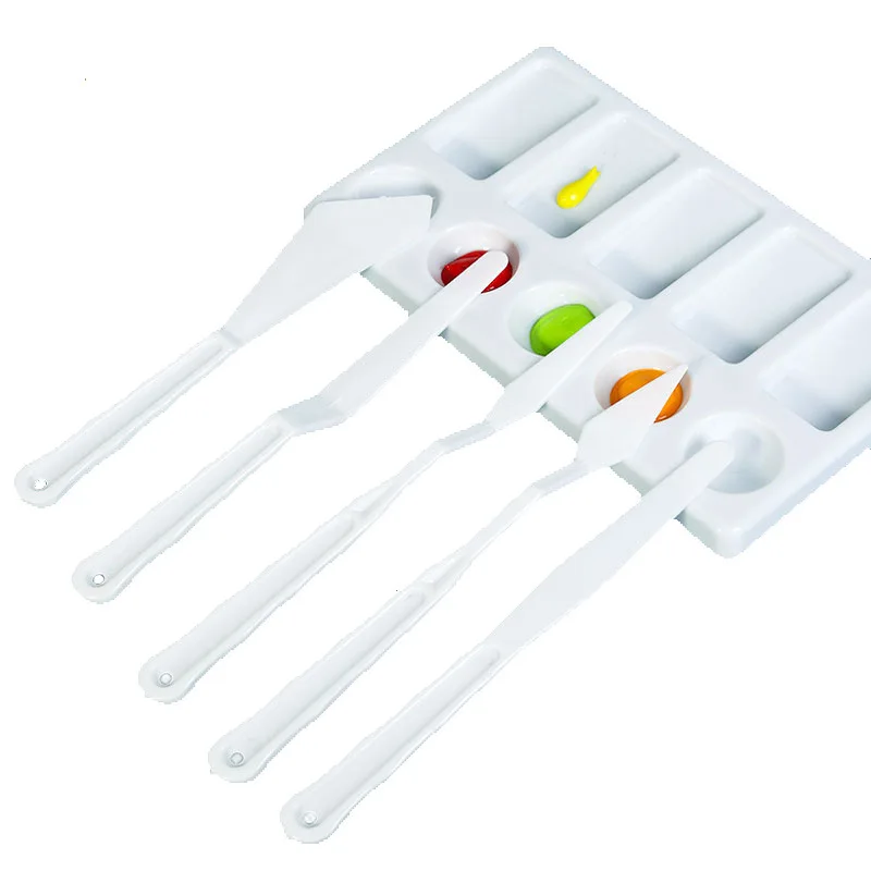 6pcs Plastic Painting Palette Knife Set Artist Crafts Spatula Palette knife Oil Painting Mixing Color for Acrylic Art Supplies 6pcs acrylic paint palette plum blossom shape color mixing painting pallet holder paint pigment tray for watercolor art supplies