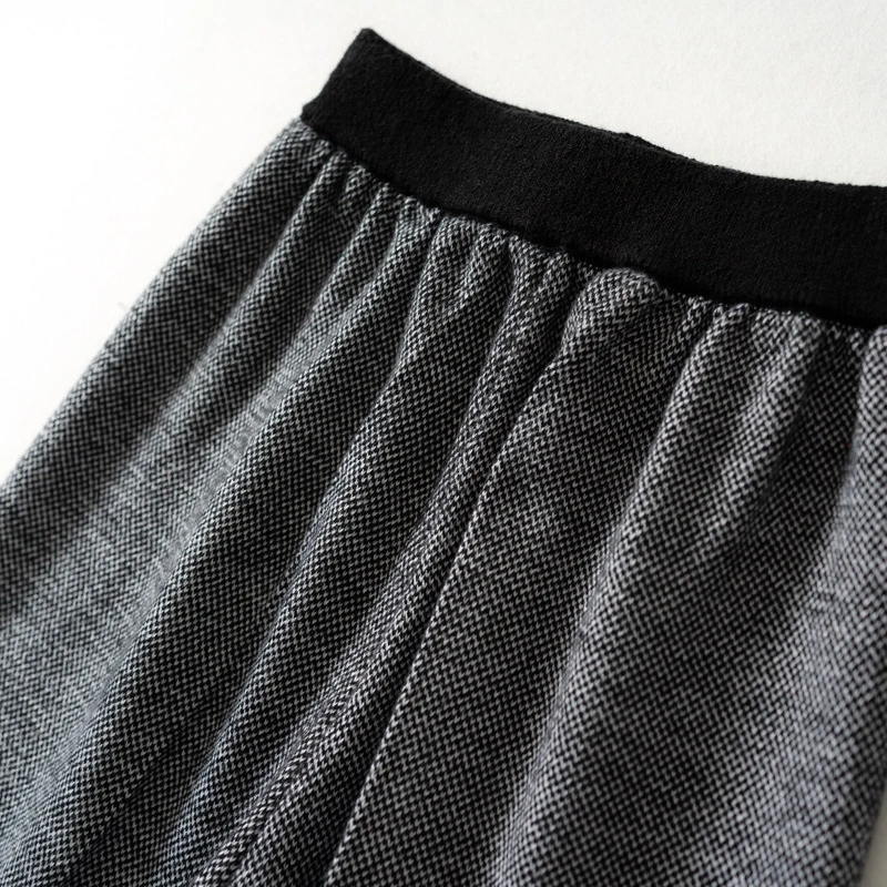 2020 Autumn Winter New Cashmere Wide Leg Thick Pant Women Black Grey Camel Trousers High Waist Loose Elastic Waist Wool Pants