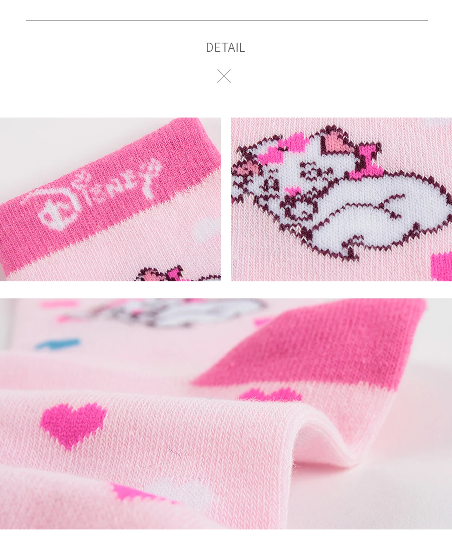 THREEGUN X disney Marie Cat, 1 пара носков для девочек носки с героями мультфильмов полосатые дышащие мягкие детские носки для девочек 3 пары/партия