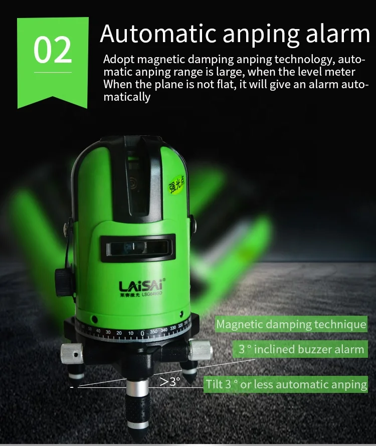 LAISAI LSG649SPD laser level meter 5 blue line LSG649SPD blue laser auto level 5line 3 points 360degree fine tuning