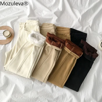 

Mozuleva Spring Thicken Velvet Women Straight Leg Jeans Pants High Waist Loose Long Pants Female Trouser Ladies Denim Jeans 2020