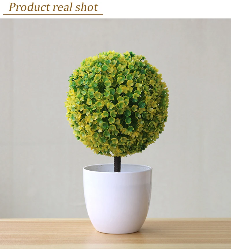 Flone Artificial Plants Fake Potted Plastic Plant Wedding Living Room Home Decoation Pot Home Life Artwork Desktop Decoration (4-1-1)