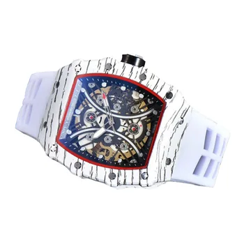 

High quality diamond Automatic Watch RM Mens Watches Top Brand Mille Luxury Quartz Wristwatch Silicone Strap Tonneau shape