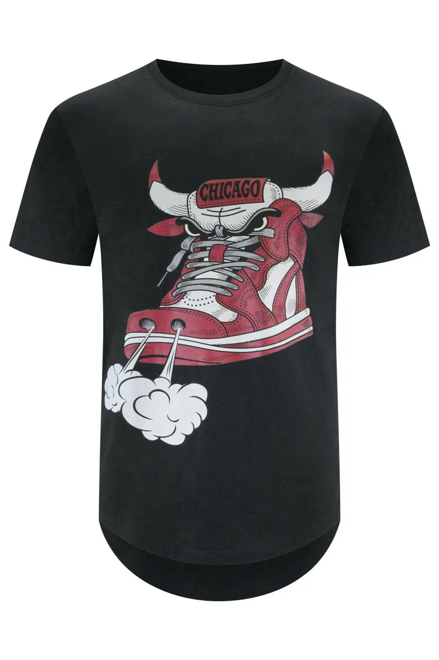 Новые мужские туфли в стиле Chicago Shoe Bull цвет красный белый длинная футболка хип-хоп